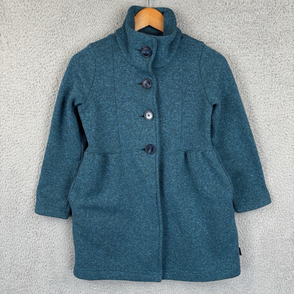 Girls Patagonia Better Together Sweater Teal Pea Coat Jacket Size Medium 10